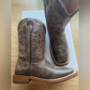 Boys Brown square toe cowboy boots